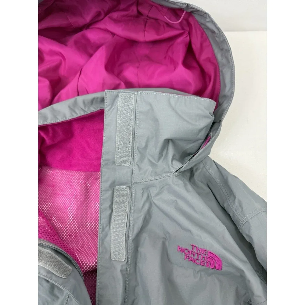 The North Face HyVent Windbreaker‎ Rain Jacket Woman's S Hooded Shell Gray/Pink
